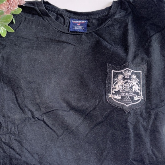 POLO SPORT RALPH LAUREN T SHIRT Size L Logo Vintage Black Polo T Shirt Polo - Picture 1 of 15